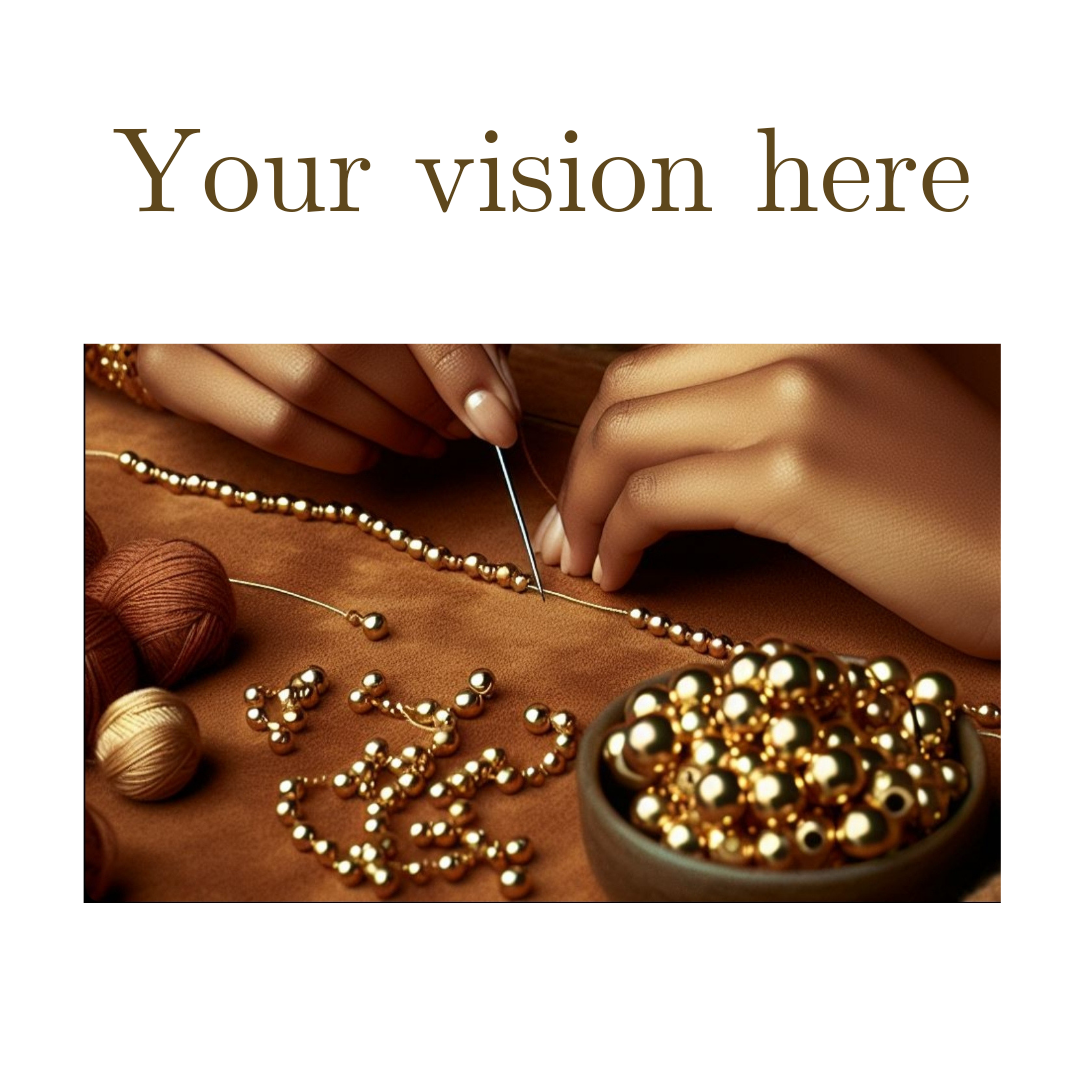 Stoic Adjustable Bracelet 4mm in Brown with Gold Beads an 14Kt Gold Accents